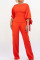 Tangerine Casual Elegant Solid Bandage Patchwork O Neck Three Quarter Two Pieces