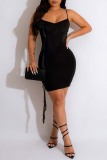 Black Sexy Solid Backless Spaghetti Strap Sleeveless Dress Dresses