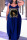 Dark Blue Casual Print Patchwork Spaghetti Strap Lantern Skirt Plus Size Dresses