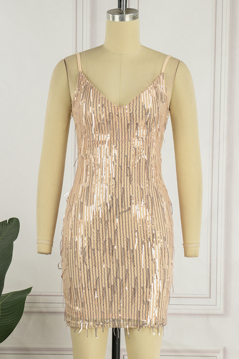 Tassel Openwork Spaghetti Strap Dress