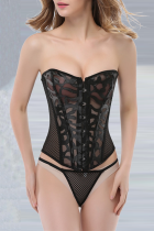 Black Sexy Pierced Mesh Bustiers