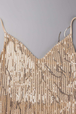 Tassel Printed Spaghetti Strap Dress