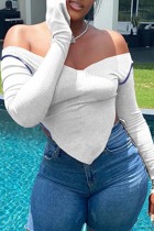 White Sexy Casual Solid Backless V Neck Tops