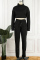 Black Casual Solid Basic Turtleneck Long Sleeve Two Pieces