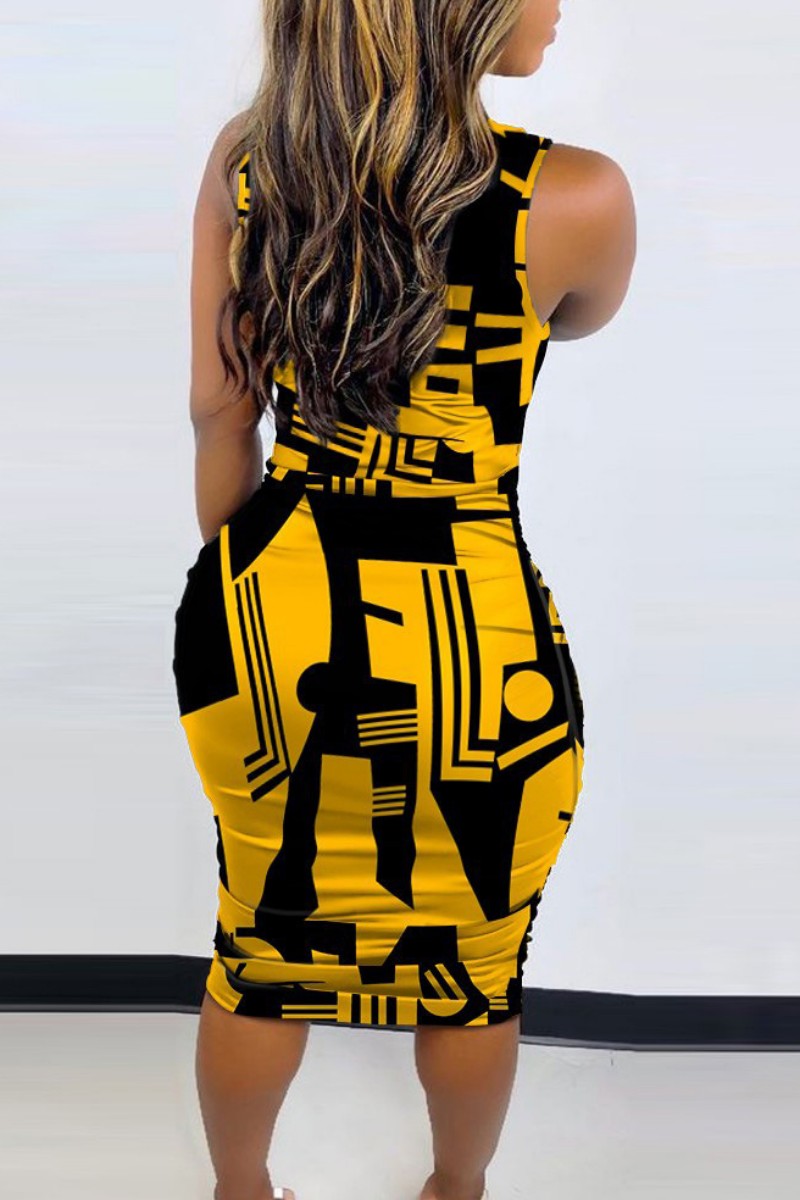 Black Printed Casual Dresses