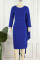 Royal Blue Elegant Solid Patchwork O Neck Pencil Skirt Dresses