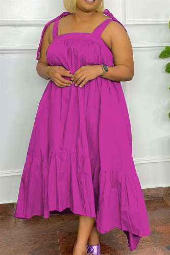 Purple Plus Size Casual Solid Fold Vests Solid Color Square Collar A Line