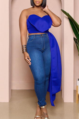 Street Solid Hollowed Out V Neck Tops