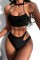 Black Sexy Solid Bandage Hollowed Out Patchwork Backless Swimwears (With Paddings)