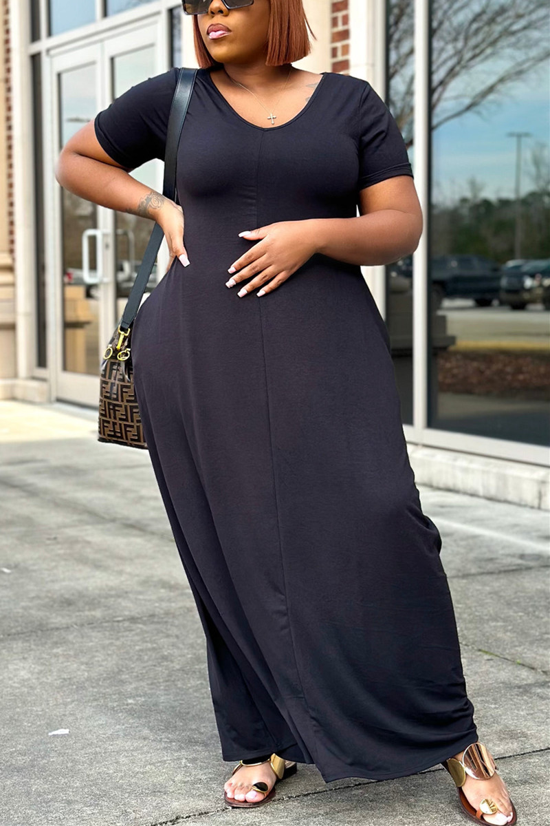 Women's Plus Size Casual Dress White Dress A Line Dress Solid Color
