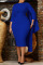 Royal Blue Elegant Solid Patchwork O Neck Pencil Skirt Dresses