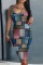 Deep Red Sexy Casual Print Basic U Neck Vest Dress Dresses