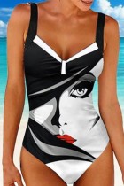 Black Sexy Print Backless Swimwears (With Paddings)