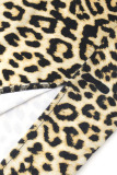 Leopard Print Sexy Print Leopard Patchwork Slit Asymmetrical Collar Evening Dress Plus Size Dresses