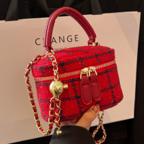 Red Casual Patchwork Zipper Bags