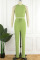 Green Casual Solid Patchwork O Neck Sleeveless Two Pieces