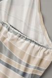 Grey Sexy Print Patchwork Spaghetti Strap Pencil Skirt Dresses