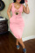 Pink Sexy Casual Print Basic U Neck Vest Dress Dresses