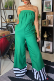 Green Sexy Striped Patchwork Solid Patchwork Strapless Straight Jumpsuits