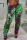 Green Sexy Street Print Tassel Make Old Patchwork Straight High Waist Positioning Print Bottoms