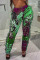 Brown Sexy Street Print Tassel Make Old Patchwork Straight High Waist Positioning Print Bottoms