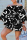 Black White Casual Print Patchwork Off the Shoulder Long Sleeve Two Pieces