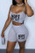 Grey Sexy Print Patchwork Spaghetti Strap Sleeveless Two Pieces
