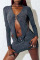 Blue Sexy Solid Patchwork Asymmetrical V Neck Long Sleeve Two Pieces