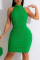 Burgundy Sexy Solid Patchwork Halter Pencil Skirt Dresses