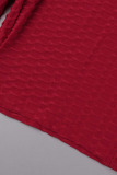 Red Casual Solid Patchwork Zipper Zipper Collar Regular Rompers