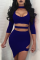 Royal Blue Sexy Solid Hollowed Out Halter Irregular Dress Dresses