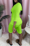 Fluorescent Green Casual Sportswear Solid Patchwork Zipper Hooded Collar Long Sleeve Two Pieces
