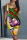 Colour Casual Street Print Patchwork U Neck Pencil Skirt Dresses