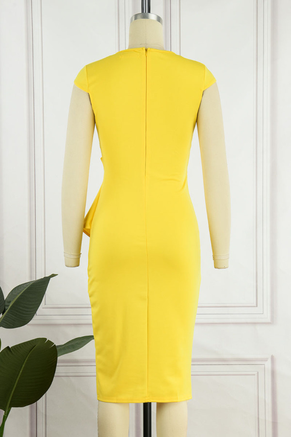 Casual Solid Pocket Slit O Neck Dresses(3 colors)