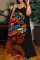 Red Casual Street Print Patchwork Spaghetti Strap Sling Dress Dresses