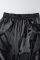 Black Casual Solid Patchwork Regular High Waist Conventional Patchwork Trousers