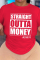 Red Street Basis Print Letter O Neck T-Shirts