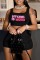 Pink Casual Letter Print Basic U Neck Sleeveless Two Pieces