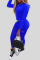 Blue Casual Sportswear Print Patchwork O Neck Long Sleeve Two Pieces