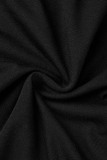 Black Casual Solid Bandage V Neck Short Sleeve Dress