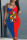 Blue Red Casual Street Print Patchwork U Neck Pencil Skirt Dresses