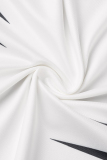 White Casual Print Basic Turtleneck Sleeveless Dress Dresses