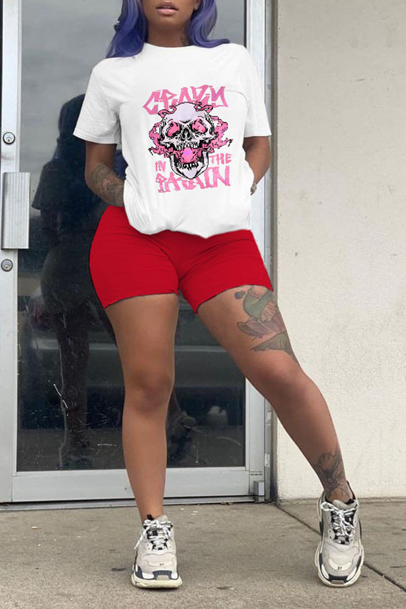 Pink Peony Skull Men's Short Sleeve Shirt