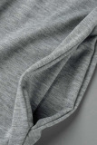 Grey Casual Solid Patchwork Spaghetti Strap Straight Jumpsuits