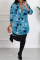 Plus Size Yellow Casual Print Patchwork Shirt Collar Tops