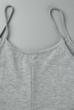 Grey Casual Solid Patchwork Spaghetti Strap Straight Jumpsuits