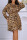 Leopard Print Casual Print Patchwork Buckle Mandarin Collar Straight Dresses