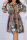 Colour Casual Print Patchwork Buckle Mandarin Collar Straight Dresses