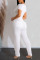 White Casual Solid Patchwork Straight High Waist Solid Color Bottoms
