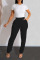 White Casual Solid Patchwork Straight High Waist Solid Color Bottoms